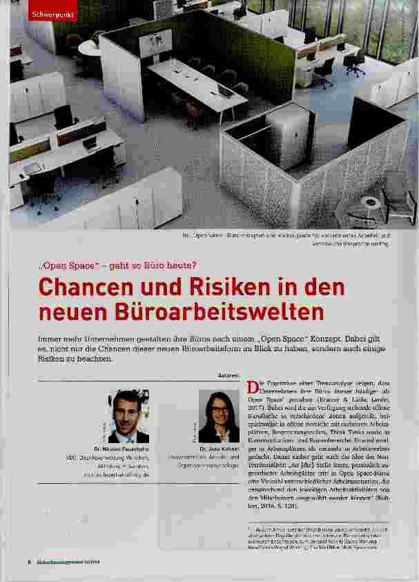 Vorschauseite 1: Chancen und Risiken in den neuen Büroarbeitswelten