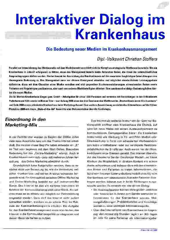 Vorschauseite 1: Interaktiver Dialog im Krankenhaus
