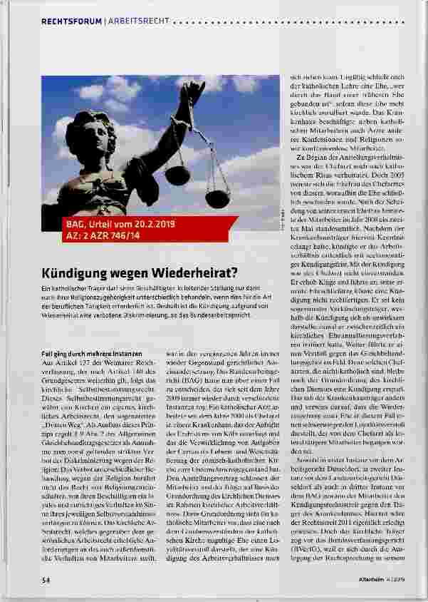 Vorschauseite 1: Kündigung wegen Wiederheirat?