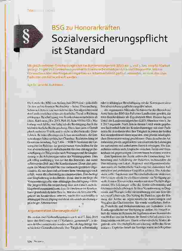 Vorschauseite 1: Sozialversicherungspflicht ist Standard