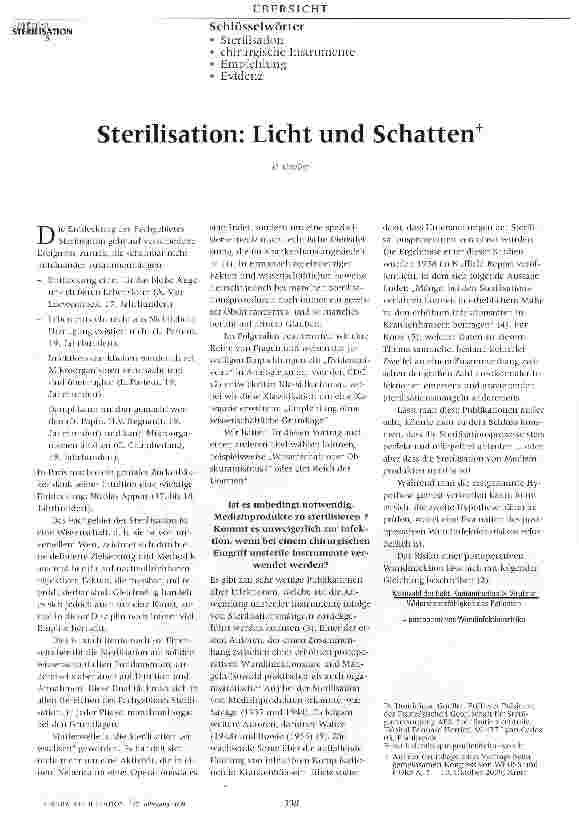 Vorschauseite 1: Sterilisation: Licht und Schatten