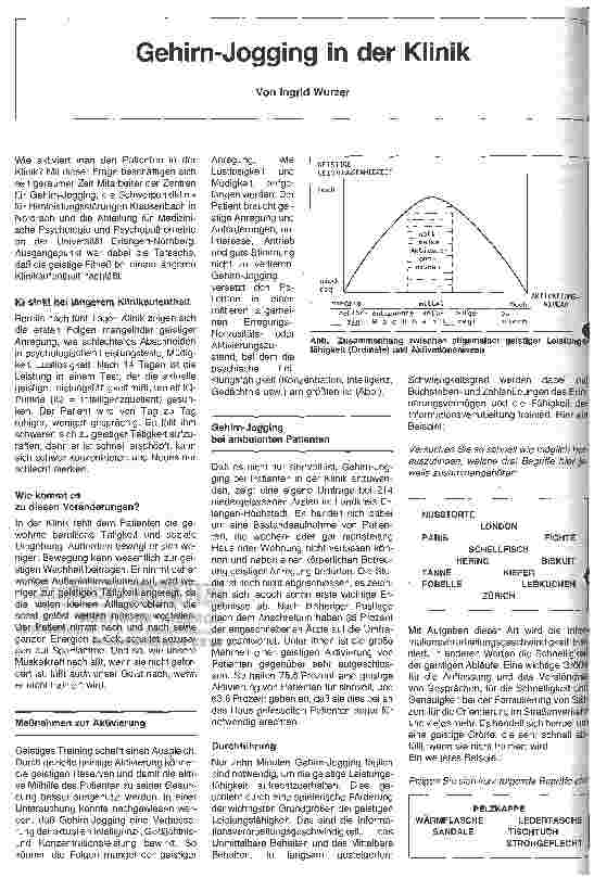 Vorschauseite 1: Gehirn-Jogging in der Klinik