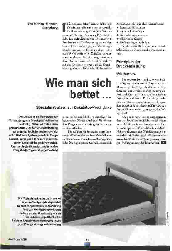 Vorschauseite 1: Wie man sich bettet... Spezialmatratzen zur Dekubitus-Prophylaxe