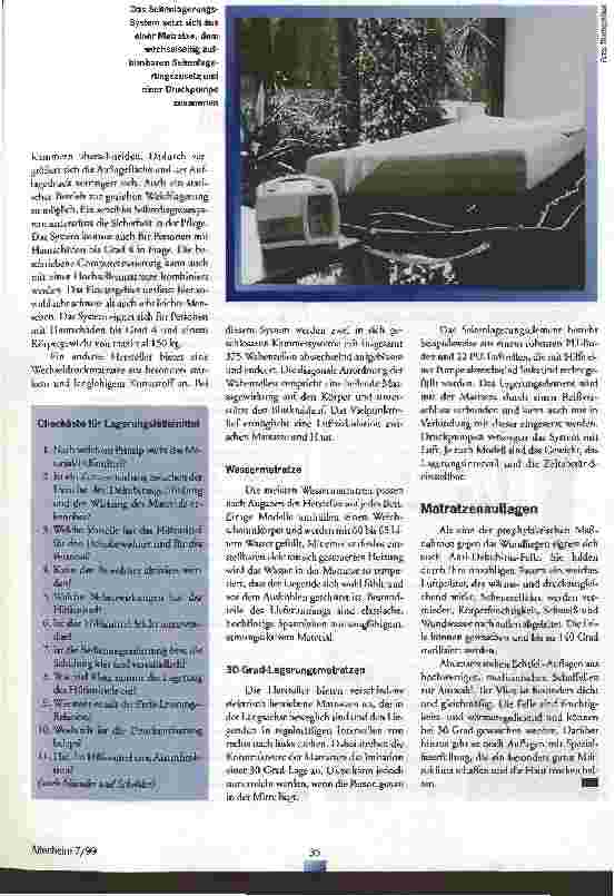 Vorschauseite 3: Wie man sich bettet... Spezialmatratzen zur Dekubitus-Prophylaxe