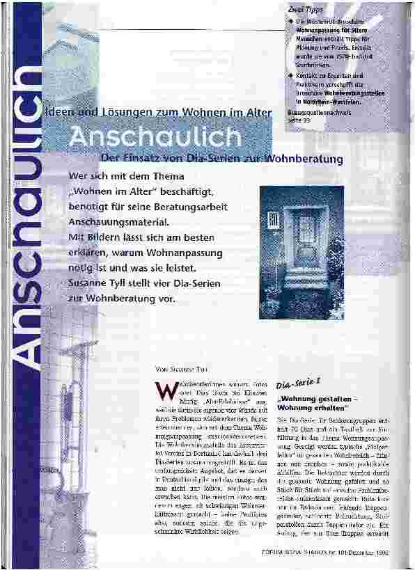 Vorschauseite 1: Anschaulich Ideen und Lösungen zum Wohnen im Alter