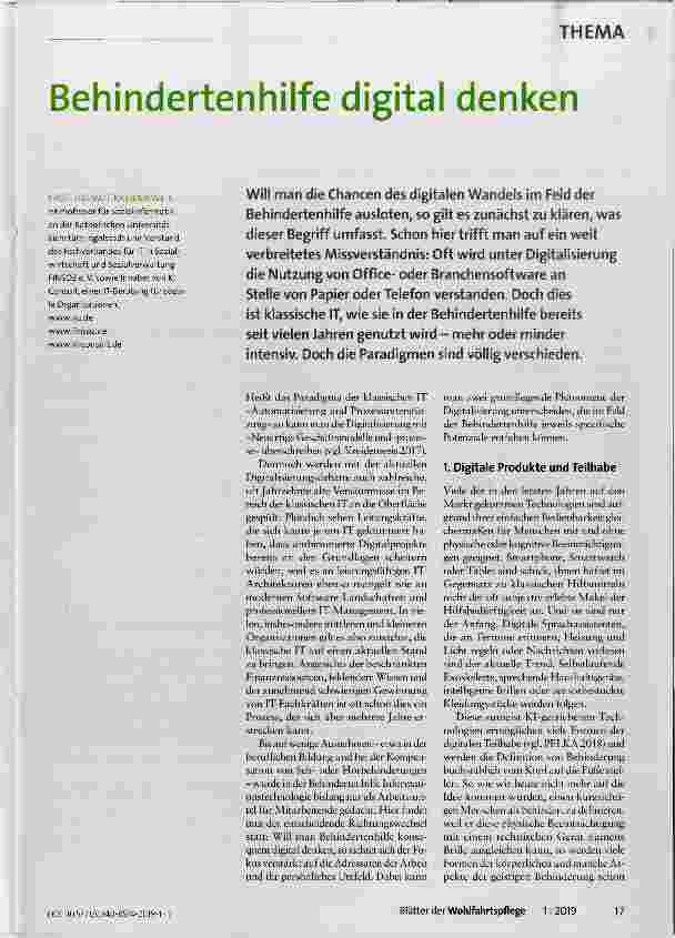 Vorschauseite 1: Behindertenhilfe digital denken