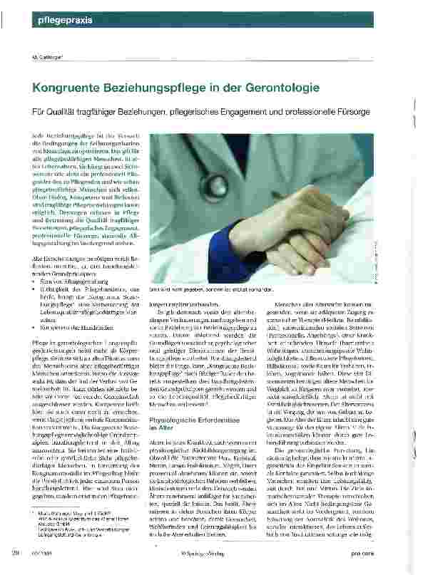 Vorschauseite 1: Kongruente Beziehungspflege in der Gerontologie