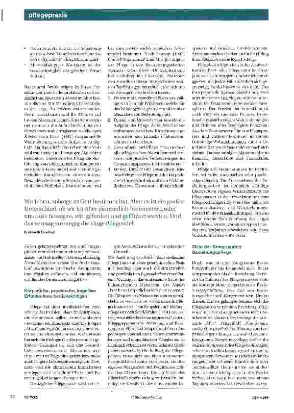 Vorschauseite 3: Kongruente Beziehungspflege in der Gerontologie