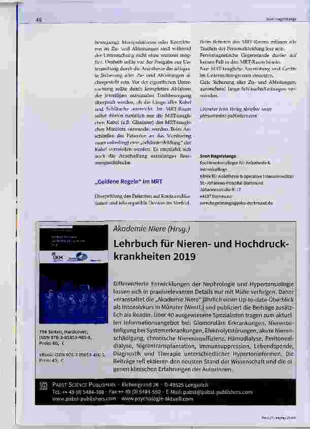 Vorschauseite 3: Anästhesiologische Begleitung im MRT Was gilt es zu beachten?