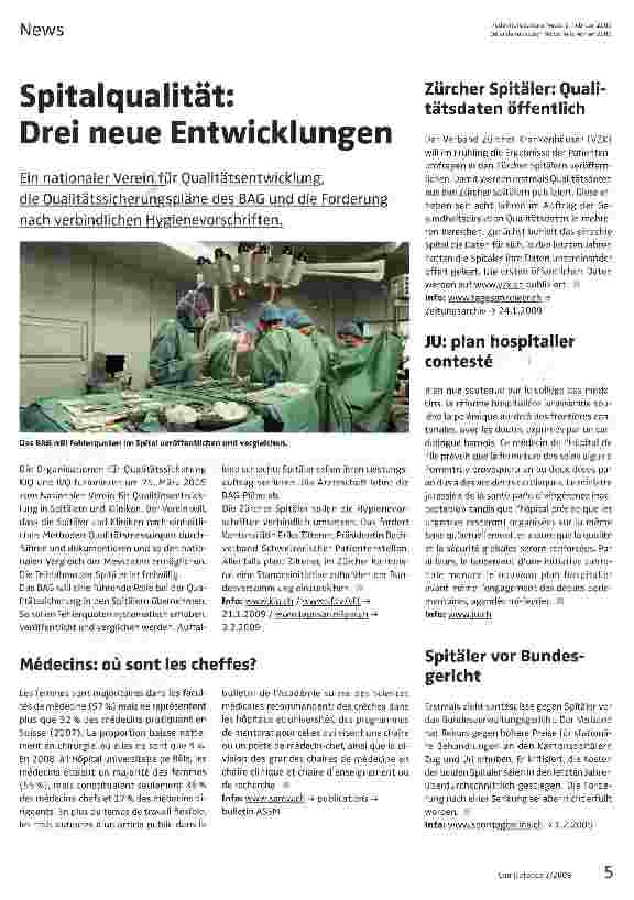 Vorschauseite 1: Spitalqualität:Drei neue Entwicklungen