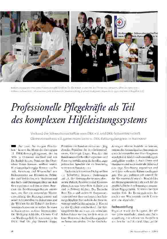 Vorschauseite 1: Professionelle Pflegekräfte als Teil des komplexen Hilfeleistungssystems