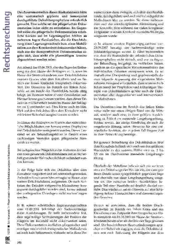Vorschauseite 3: Schmerzensgeld für Pflegemängel - mangelnde Dekubitusprophylaxe im Krankenhaus