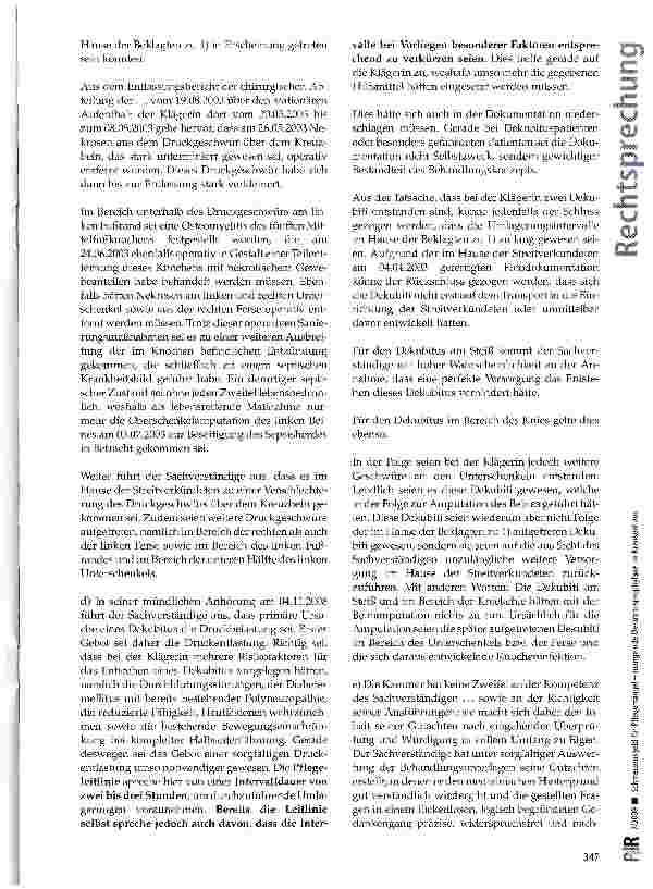 Vorschauseite 4: Schmerzensgeld für Pflegemängel - mangelnde Dekubitusprophylaxe im Krankenhaus