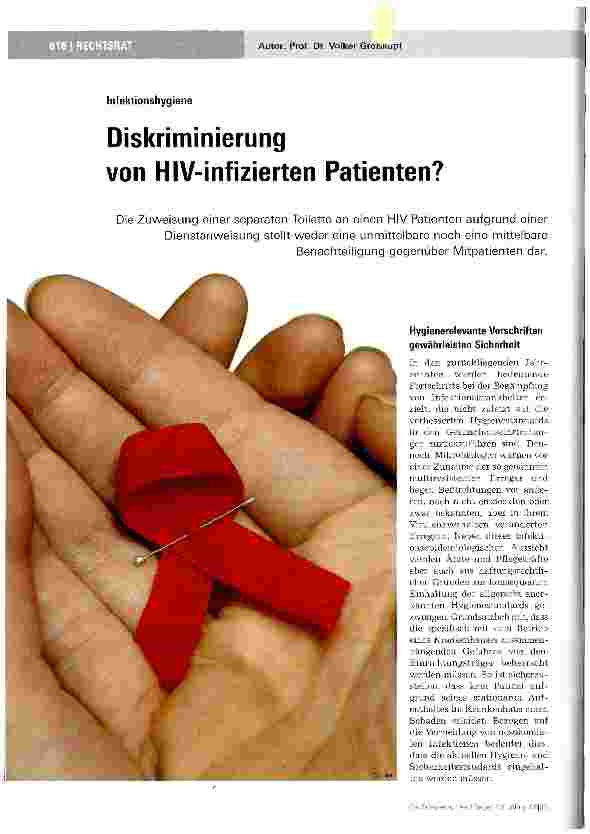 Vorschauseite 1: Diskriminierung von HlV-infizierten Patienten?