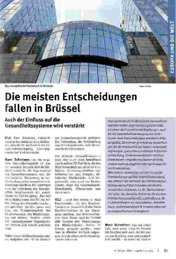 Vorschauseite 1: Die meisten Entscheidungen fallen in Brüssel
