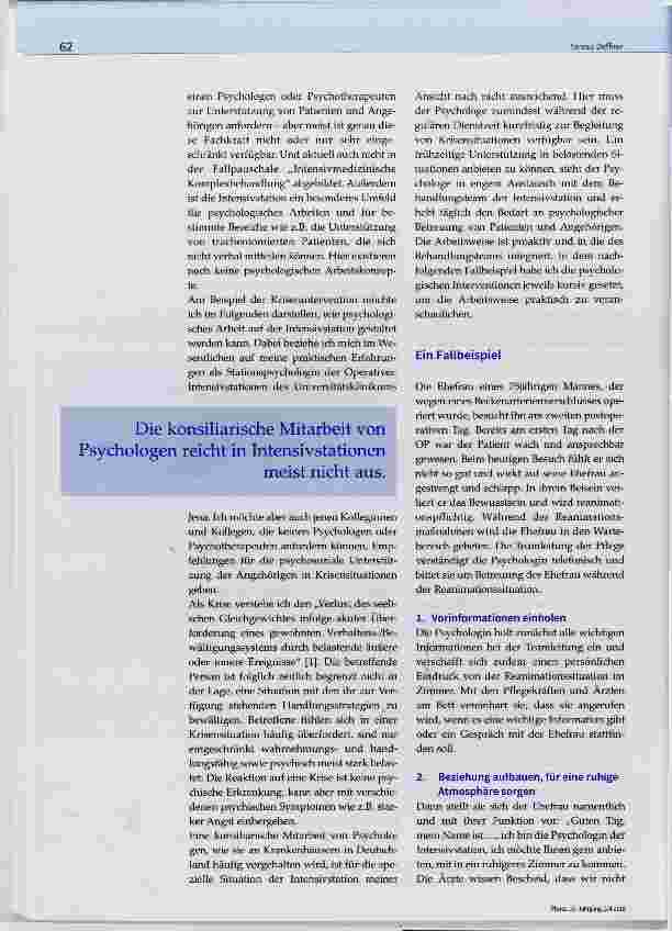 Vorschauseite 2: Psychologische Angehörigenbetreuung auf der Intensivstation - am Beispiel der Krisenintervention