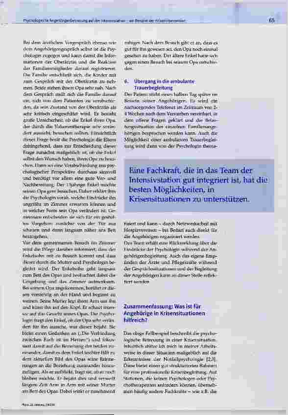 Vorschauseite 5: Psychologische Angehörigenbetreuung auf der Intensivstation - am Beispiel der Krisenintervention