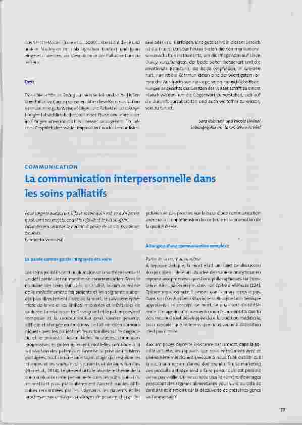 Vorschauseite 3: Die zwischenmenschliche Kommunikation in der Palliative Care