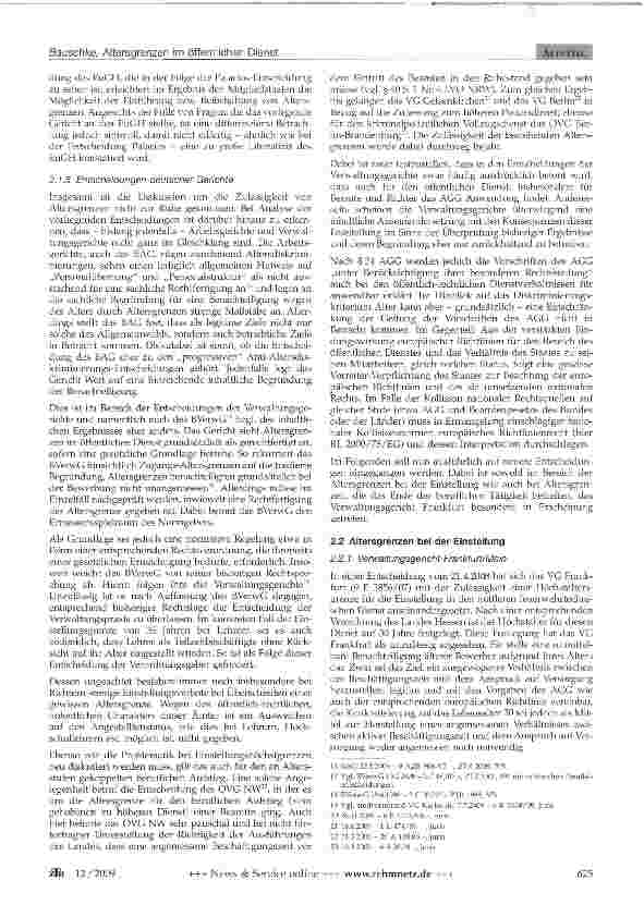 Vorschauseite 4: Altersgrenzen im öffentlichen Dienst - Konfliktbereich zwischen nationalen und europäischen Rechtsquellen unter Berücksichtigung neuerer Rechtsprechung