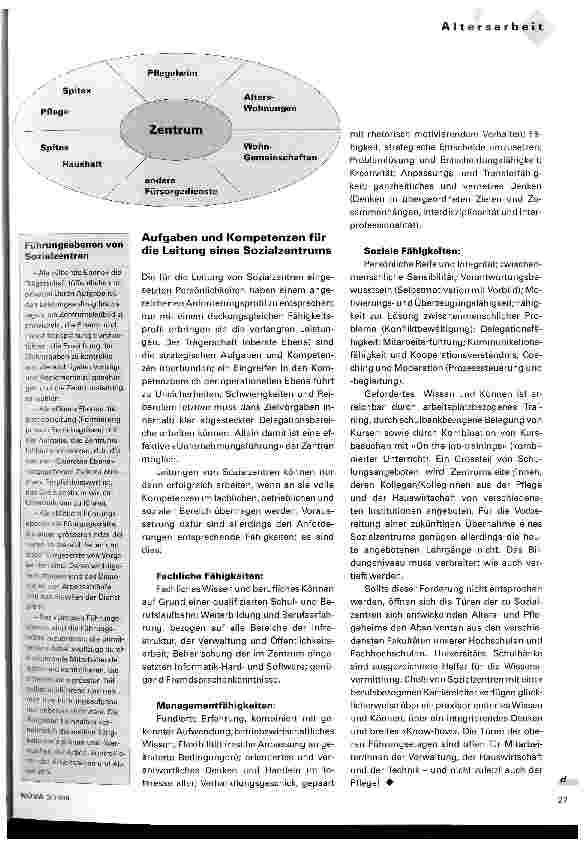 Vorschauseite 2: Institutionen für Altersarbeit in Sozialzentren