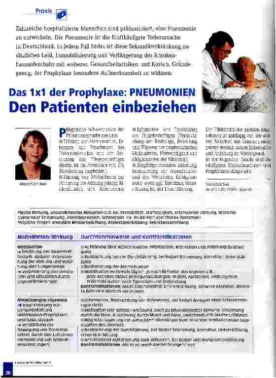 Vorschauseite 1: Den Patienten einbeziehen Das 1x1 der Prophylaxe: PNEUMONIEN
