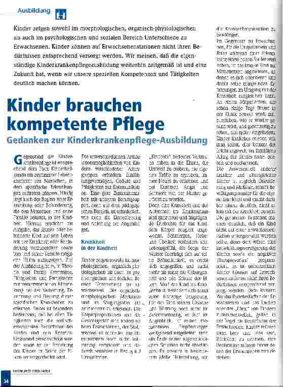 Vorschauseite 1: Kinder brauchen kompetente Pflege