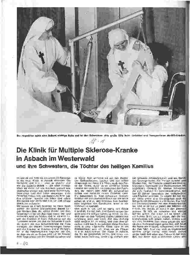 Vorschauseite 1: Die Klinik für Multiple Sklerose-Kranke in Ansbach im Westerwald und ihre Schwestern, die Töchter des heiligen Kamillus