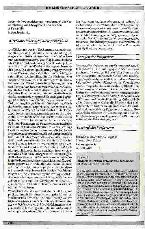 Vorschauseite 3: Aktuelle Aspekte der Streßulcusprophylaxe