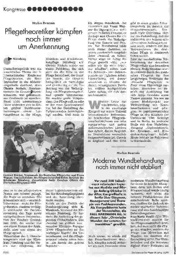 Vorschauseite 1: Pflegetheoretiker kämpfen noch immer um Anerkennung