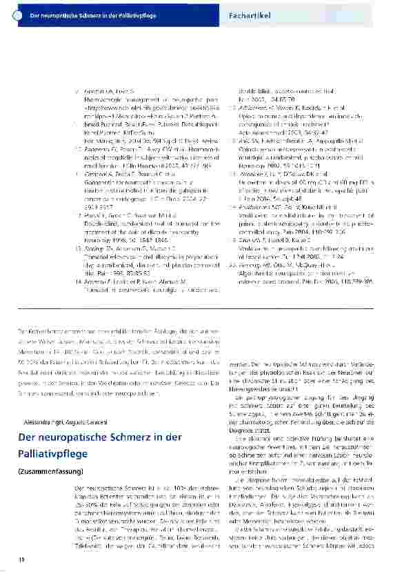 Vorschauseite 1: Der neuropatische Schmerz in der Palliativpflege