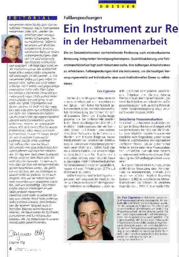 Vorschauseite 1: Ein Instrument zur Reflexion und Qualitätssicherung in der Hebammenarbeit