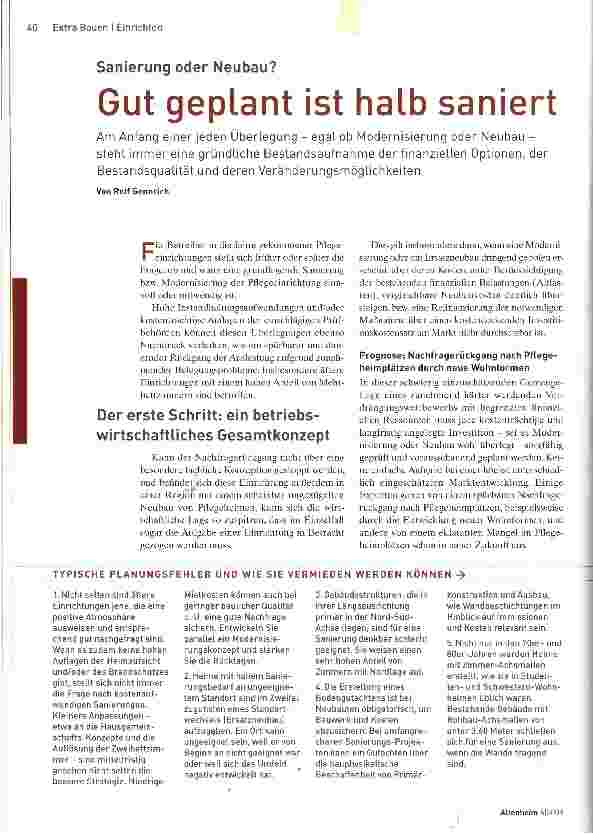 Vorschauseite 1: Sanierung oder Neubau? Gut geplant ist halb saniert