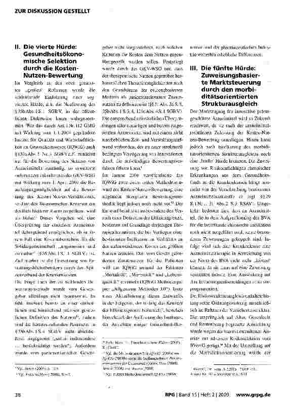 Vorschauseite 2: Der Morbi-RSA - Die fünfte Hürde Arzneimittelinnovationen?