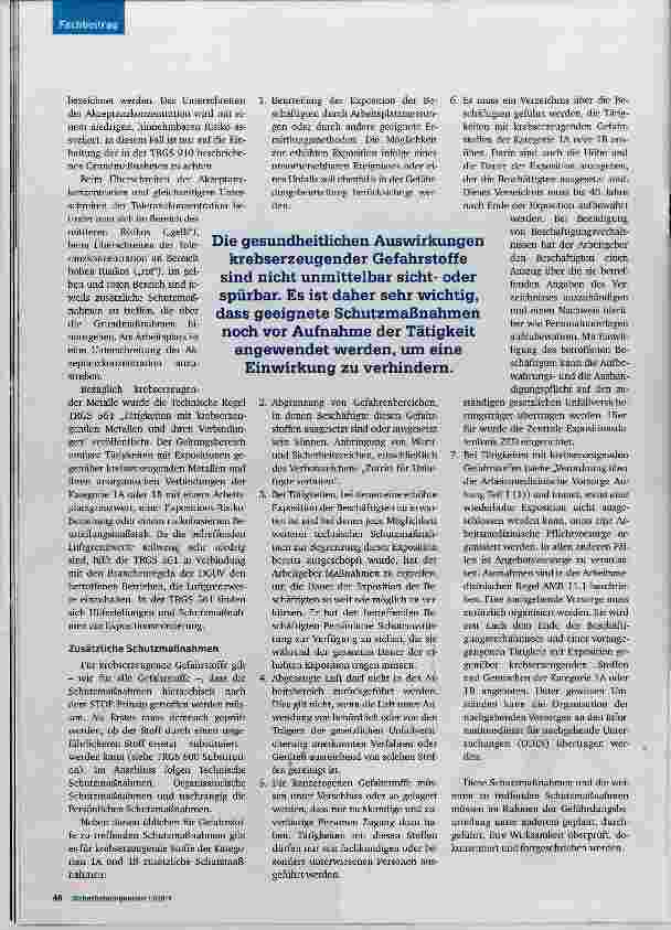 Vorschauseite 3: Kanzerogene Gefahrstoffe