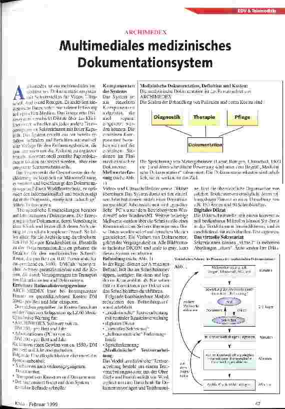 Vorschauseite 1: Archimedex Multimediales medizinisches Dokumentationssystem
