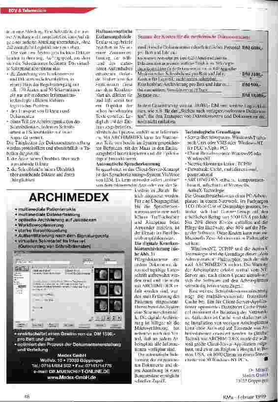 Vorschauseite 2: Archimedex Multimediales medizinisches Dokumentationssystem