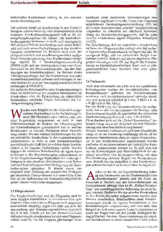 Vorschauseite 3: Das einheitliche Krankenhaus im Sinne des Krankenhausfinanzierungsgesetzes