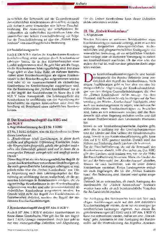 Vorschauseite 4: Das einheitliche Krankenhaus im Sinne des Krankenhausfinanzierungsgesetzes
