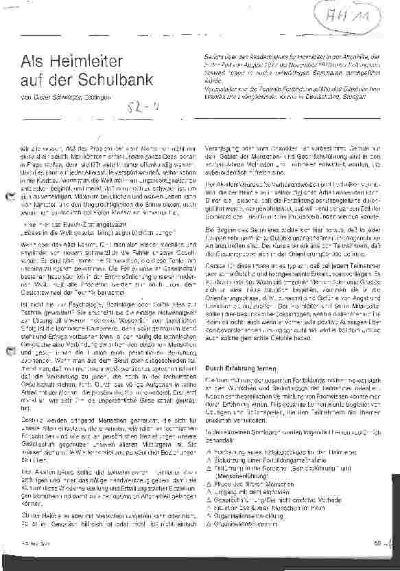 Vorschauseite 1: Als Heimleiter auf der Schulbank