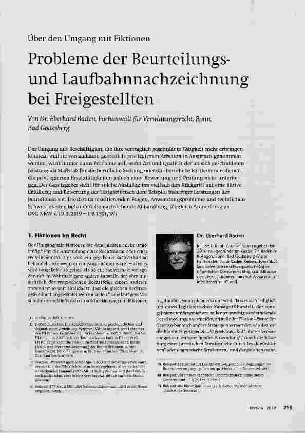 Vorschauseite 1: Probleme der Beurteilungsund Laufbahnnachzeichnung bei Freigestellten