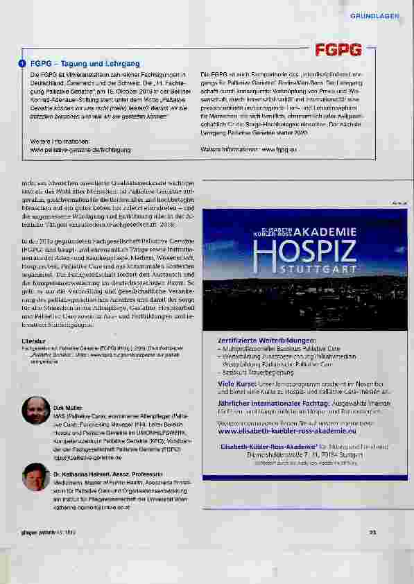 Vorschauseite 2: Fachgesellschaft Palliative Geriatrie