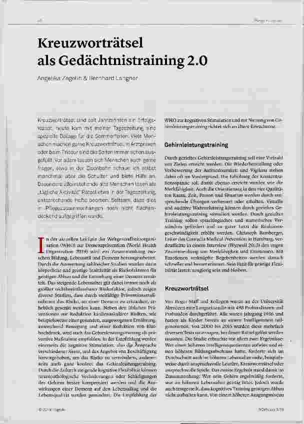 Vorschauseite 1: Kreuzworträtsel als Gedächtnistraining 2.0
