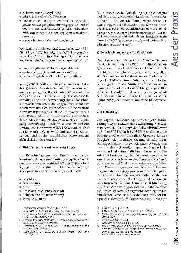 Vorschauseite 2: Zwei Jahre Allgemeines Gleichbehandlungsgesetz (AGG) in der Pflege (I. Teil)
