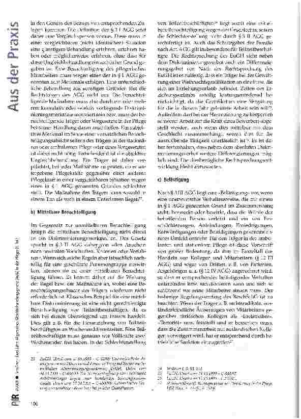 Vorschauseite 5: Zwei Jahre Allgemeines Gleichbehandlungsgesetz (AGG) in der Pflege (I. Teil)