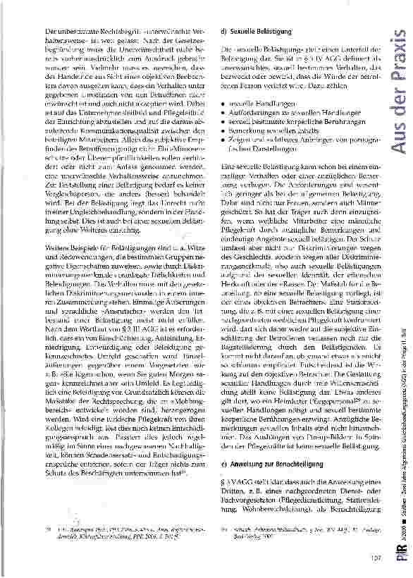 Vorschauseite 6: Zwei Jahre Allgemeines Gleichbehandlungsgesetz (AGG) in der Pflege (I. Teil)