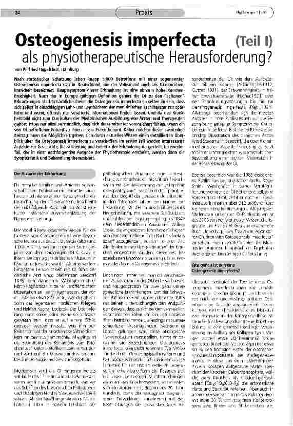 Vorschauseite 1: Osteogenesis imperfecta (Teil 1)als physiotherapeutische Herausforderung?