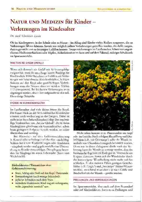 Vorschauseite 1: NATUR UND MEDIZIN für Kinder -Verletzungen im Kindesalter