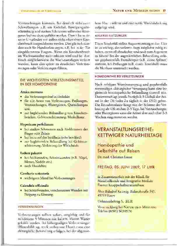 Vorschauseite 2: NATUR UND MEDIZIN für Kinder -Verletzungen im Kindesalter