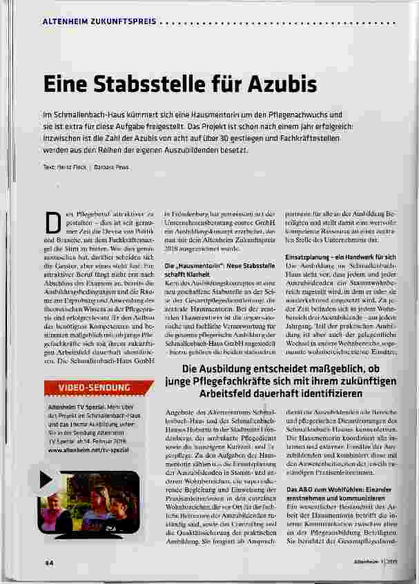 Vorschauseite 1: Eine Stabsstelle für Azubis