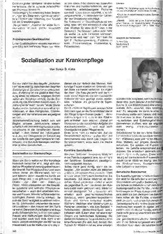 Vorschauseite 1: Sozialisation zur Krankenpflege